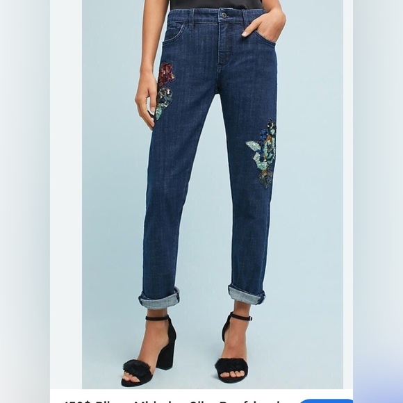 Anthropologie Pilcro slim boyfriend embellished jeans mid rise 27 - Picture 2 of 8